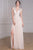 Cristallini - SKA 761 Cap Sleeve Illusion Paneled Shirred Gown In Nude