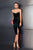 Cristallini - SKA462 Strapless Surplice Velvet High Slit Dress In Green
