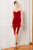 Cristallini - SKA462 Strapless Surplice Velvet High Slit Dress In Red