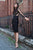Cristallini - SKA746 Sequined Long Sleeve Deep V-neck Fitted Dress In Black