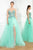 Cristallini - SKA820 Embroidered V-Neck Dress with Slit In Blue