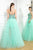 Cristallini - SKA820 Embroidered V-Neck Dress with Slit In Blue