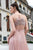 Cristallini - SKA831 Embellished Deep V-neck Pleated A-line Gown In Pink