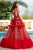 Cristallini - SKA 888 Deep V-Neck Ruffled Ballgown In Red