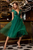 Cristallini - SKA899 Embroidered Plunging V-Neck A-Line Dress In Green