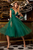 Cristallini - SKA899 Embroidered Plunging V-Neck A-Line Dress In Green