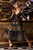 Cristallini - SKA901 Sequined Plunging V-Neck Tea-Length Dress In Black and Neutral