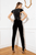 Cristallini - SKA911 Sequined Split Peplum Velvet Jumpsuit In Black