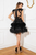 Cristallini - SKA913 Feathered Plunging V-Neck Cocktail Dress In Black