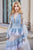 Cristallini - SKA916 Long Sleeve Feather Embellished Ball Gown In Blue