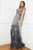 Cristallini - SKA918 Plunging V-Neck Feathered Dress In Silver