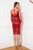 Cristallini - SKA919 Long Sleeve Sequined Bow Accented Sheath Dress In Red