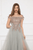Cristallini - SKA927 Cap Sleeve Illusion Bateau Lace Bodice Gown In Neutral and Gray