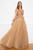 Cristallini - SKA929 Sequin Embellished Peplum A-Line Dress In Gold