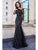 Cristallini - SKA933 Lace Asymmetric Trumpet Dress In Black and Neutral