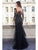 Cristallini - SKA933 Lace Asymmetric Trumpet Dress In Black and Neutral