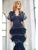 Cristallini - SKA936 Feathered Lace Trumpet Dress In Blue