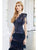Cristallini - SKA936 Feathered Lace Trumpet Dress In Blue