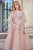 Cristallini - SKA942 Off-Shoulder Floral Embroidered Gown In Multi-Color and Pink