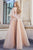 Cristallini - SKA942 Off-Shoulder Floral Embroidered Gown In Multi-Color and Pink