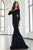 Cristallini - SKA943 Deep V-neck Feathered Mermaid Dress In Black