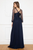 Cristallini - SKA949 Sheer Long Sleeves Front Keyhole Tulle Gown In Blue