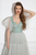 Cristallini - SKA950 Flutter Sleeve Illusion Lace Queen Anne Gown In Green and Gray