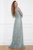 Cristallini - SKA952 Embellished Quarter Length Sleeves Dress In Blue