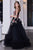 Cristallini - SKA954 Floral Embroidered Pleated A-Line Dress In Multi-Color and Black