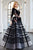 Cristallini - SKA955 Floral Embroidered Plunging V-Neck Gown In Black and Multi-Color