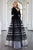 Cristallini - SKA955 Floral Embroidered Plunging V-Neck Gown In Black and Multi-Color