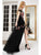 Cristallini - SKA956 Floral Embroidered Pleated Trumpet Dress In Black and Multi-Color