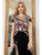Cristallini - SKA956 Floral Embroidered Pleated Trumpet Dress In Black and Multi-Color