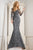 Cristallini - SKA958 Embroidered Long Sleeves Dress In Gray