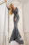 Cristallini - SKA958 Embroidered Long Sleeves Dress In Gray