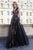 Cristallini - SKA959 Sequin Embellished Plunging V-Neck Gown In Multi-Color and Black