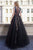 Cristallini - SKA959 Sequin Embellished Plunging V-Neck Gown In Multi-Color and Black
