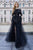 Cristallini - SKA960 Sequin Embellished Peplum A-Line Gown In Black