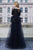 Cristallini - SKA960 Sequin Embellished Peplum A-Line Gown In Black