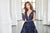 Cristallini - SKA961 Embellished Plunging V-Neck A-Line Gown In Blue