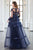 Cristallini - SKA961 Embellished Plunging V-Neck A-Line Gown In Blue