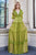 Cristallini - SKA962 Plunging V Neck Ruffles Embellished Evening Gown In Green