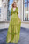Cristallini - SKA962 Plunging V Neck Ruffles Embellished Evening Gown In Green