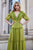Cristallini - SKA962 Plunging V Neck Ruffles Embellished Evening Gown In Green