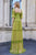 Cristallini - SKA962 Plunging V Neck Ruffles Embellished Evening Gown In Green