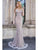 Cristallini - SKA969 Bedazzled Illusion Bateau Trumpet Dress In Silver