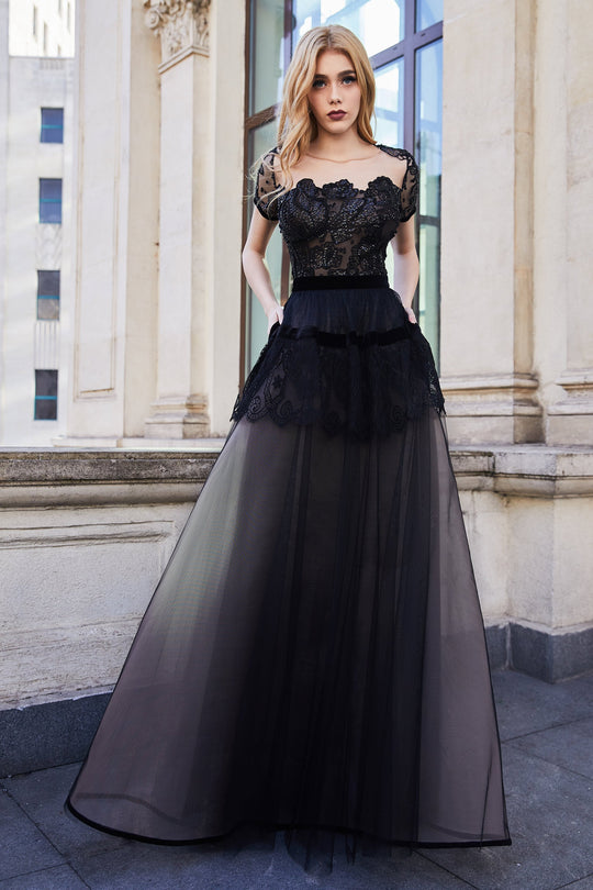 Cristallini - SKA970 Embellished Illusion Jewel Dress In Black