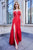 Cristallini - SKA971 Strapless Sweetheart Plisse Tulle Gown In Red