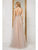 Cristallini - SKA975 Embellished Deep V-neck A-line Gown In Silver