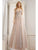 Cristallini - SKA975 Embellished Deep V-neck A-line Gown In Silver